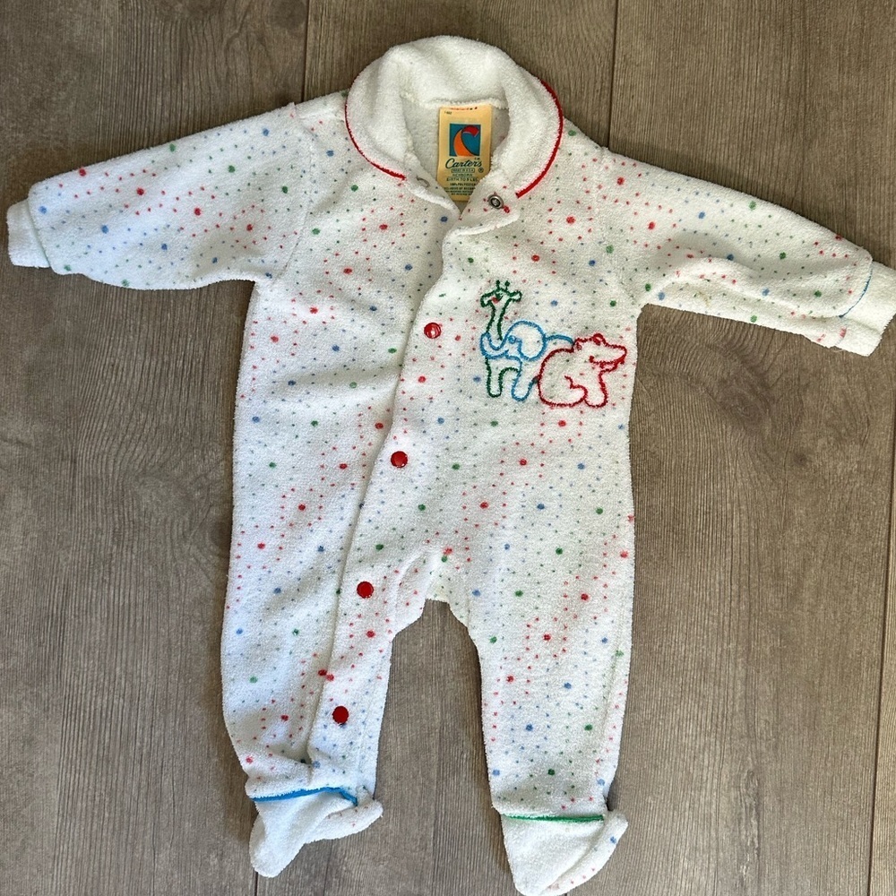 Vintage carters USA made Boy/GirlBaby Stretch Terry Sleeper Pajamas unisex